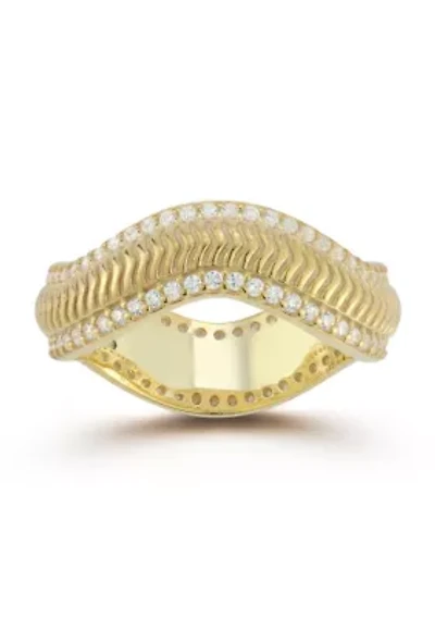 Sterling Silver Cubic Zirconia Wave Band Ring