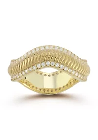 Sterling Silver Cubic Zirconia Wave Band Ring