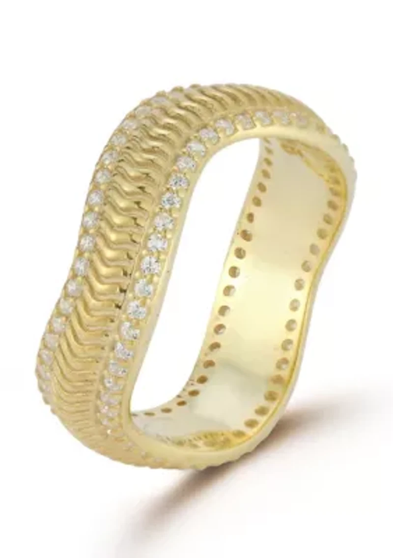Sterling Silver Cubic Zirconia Wave Band Ring