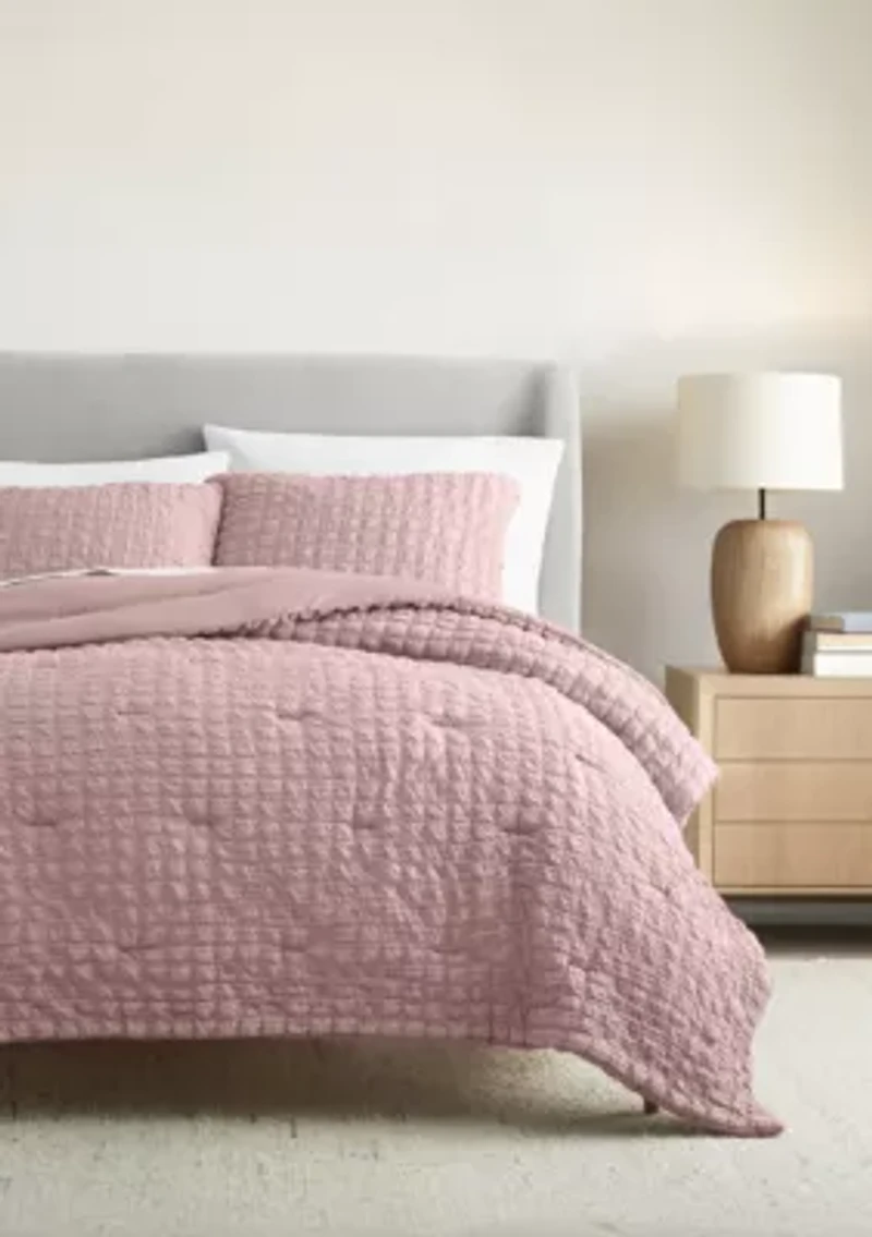 Seersucker Textured Ultra Soft Microfiber All Season Down-Alternative Comforter Set