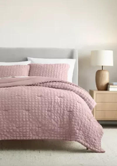 Seersucker Textured Ultra Soft Microfiber All Season Down-Alternative Comforter Set