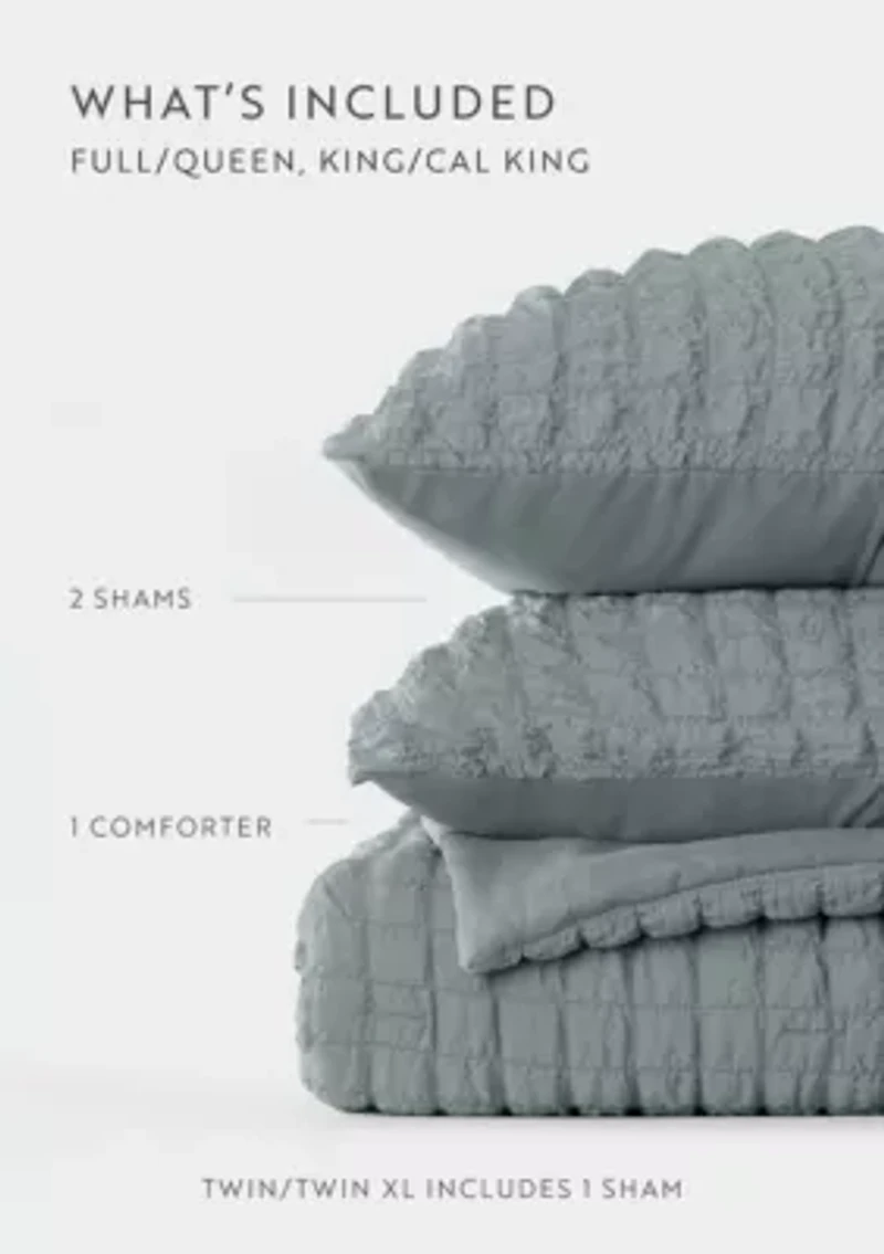 Seersucker Textured Ultra Soft Microfiber All Season Down-Alternative Comforter Set