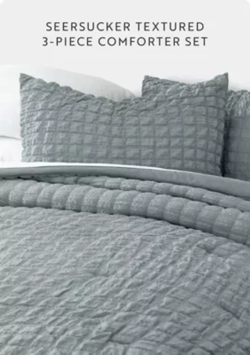 Seersucker Textured Ultra Soft Microfiber All Season Down-Alternative Comforter Set