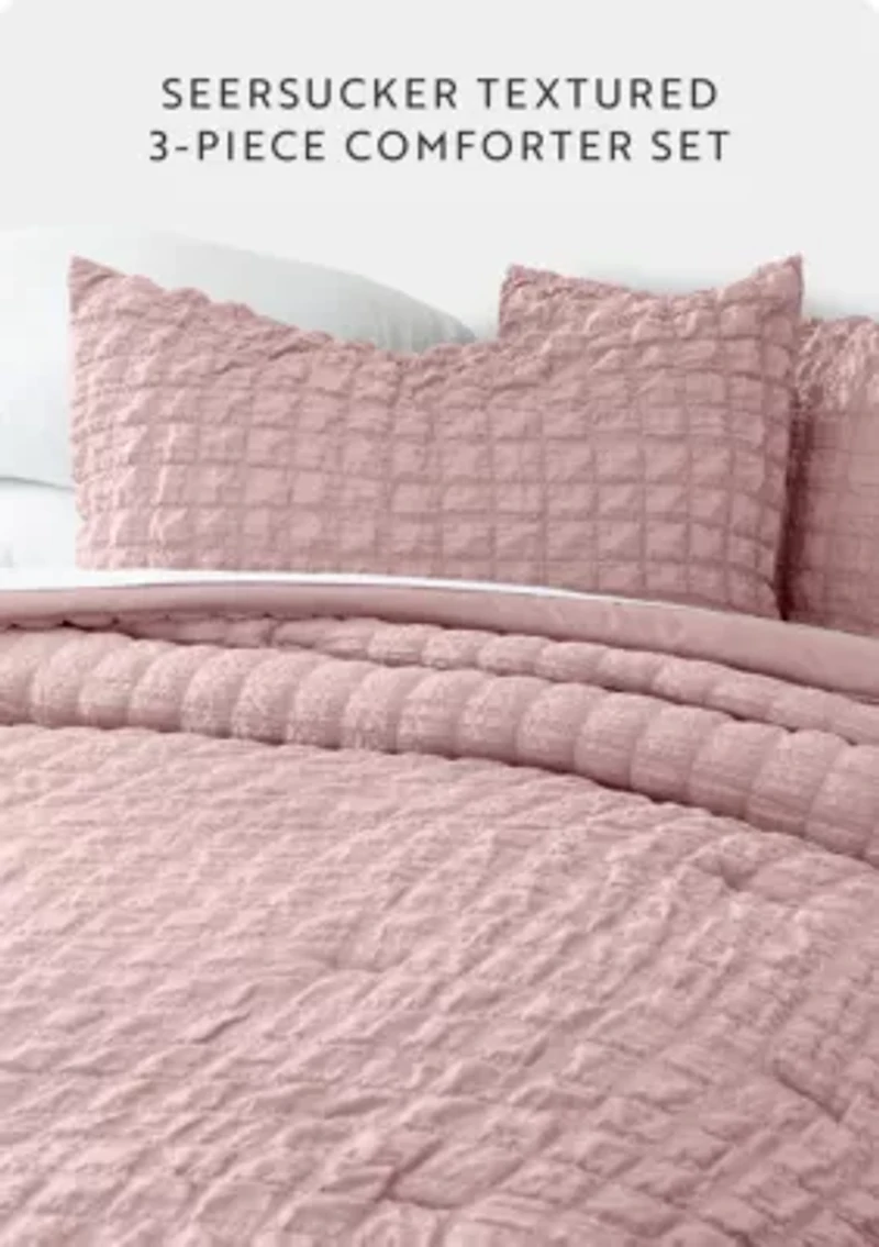 Seersucker Textured Ultra Soft Microfiber All Season Down-Alternative Comforter Set