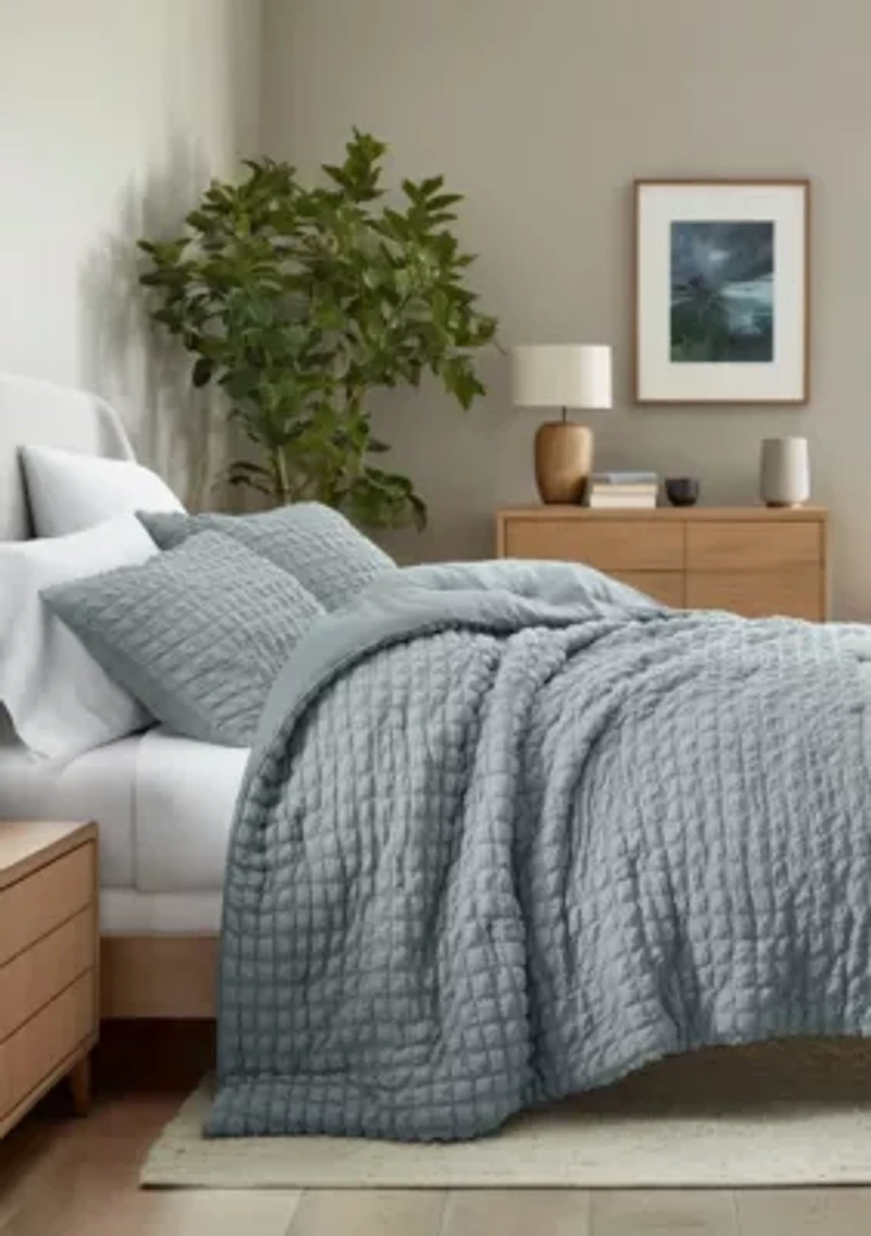 Seersucker Textured Ultra Soft Microfiber All Season Down-Alternative Comforter Set