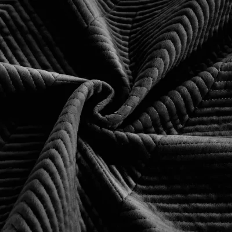 Pointehaven Luxury Chevron Velvet Quilt Set