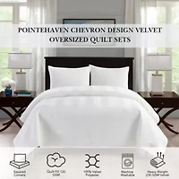 Pointehaven Luxury Chevron Velvet Quilt Set