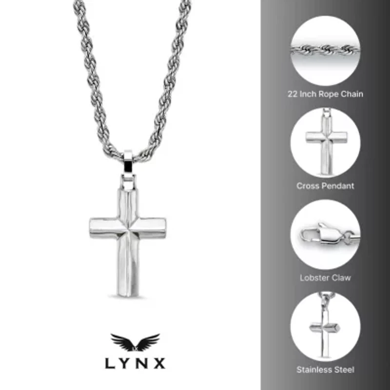 Stainless Steel Rope Chain Cross Pendant Necklace