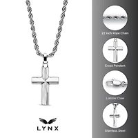 Stainless Steel Rope Chain Cross Pendant Necklace