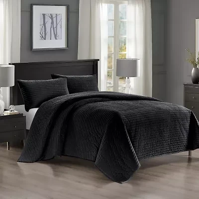 Pointehaven Luxury Channel Velvet Quilt Set