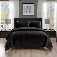 Pointehaven Luxury Channel Velvet Quilt Set