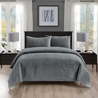 Pointehaven Luxury Channel Velvet Quilt Set