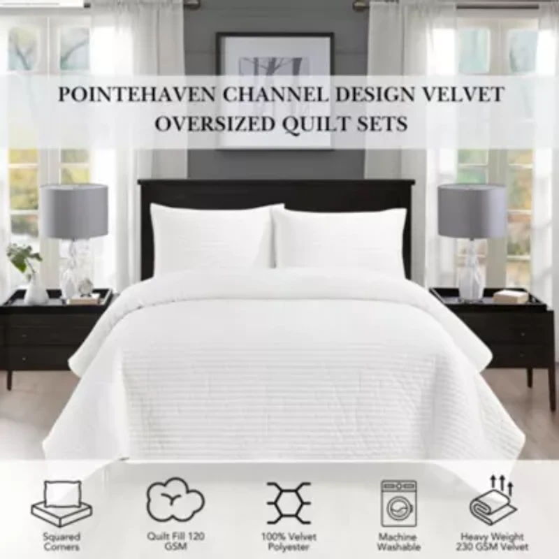 Pointehaven Luxury Channel Velvet Quilt Set
