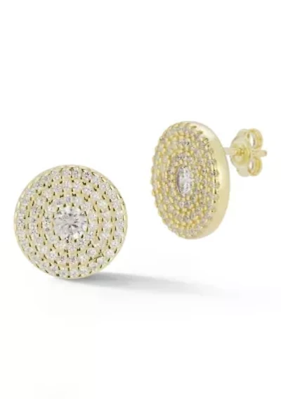 Sterling Silver Cubic Zirconia Circle Stud Earrings