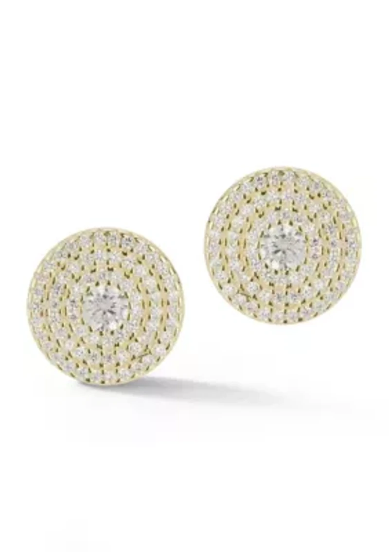 Sterling Silver Cubic Zirconia Circle Stud Earrings