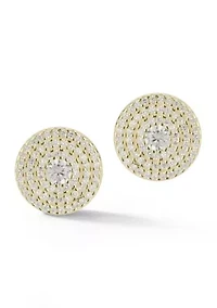 Sterling Silver Cubic Zirconia Circle Stud Earrings