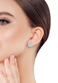Sterling Silver Cubic Zirconia Circle Stud Earrings