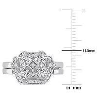 Diamond Bridal Set Engagement Ring Sterling Silver