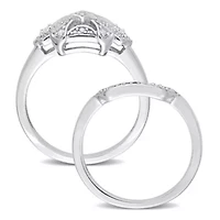 Diamond Bridal Set Engagement Ring Sterling Silver