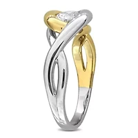 Lab Created White Moissanite Ring Two-Tone Silver