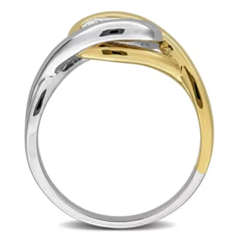 Lab Created White Moissanite Ring Two-Tone Silver