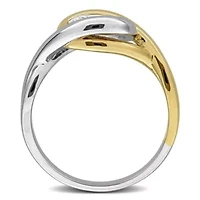 Lab Created White Moissanite Ring Two-Tone Silver