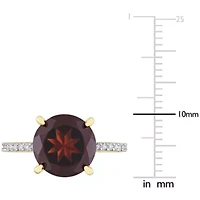 Garnet & White Topaz Ring Yellow Plated Sterling Silver