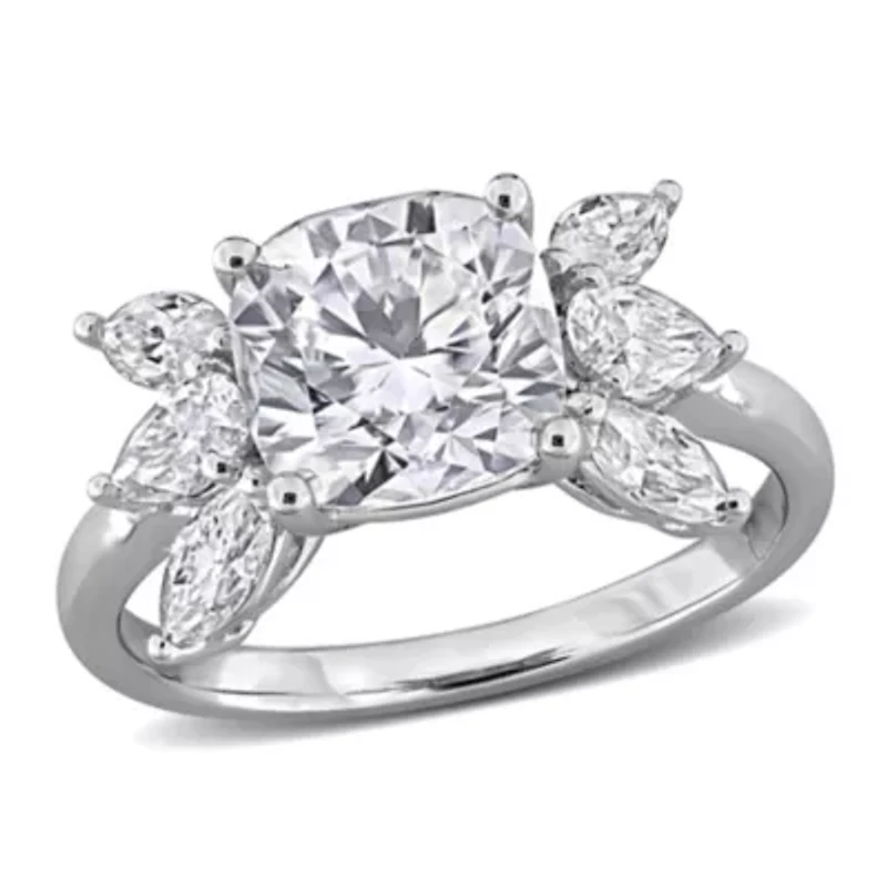 Lab Created White Moissanite Ring Sterling Silver