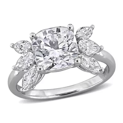 Lab Created White Moissanite Ring Sterling Silver