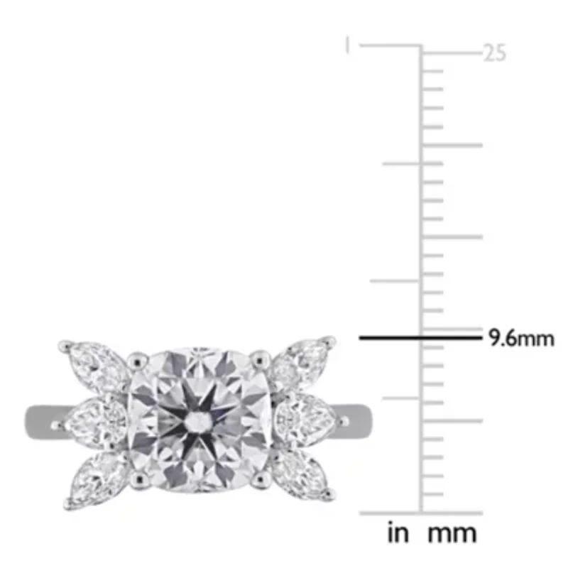 Lab Created White Moissanite Ring Sterling Silver