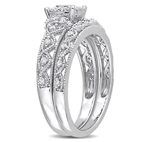 Diamond Bridal Ring Set Sterling Silver