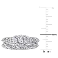 Diamond Bridal Ring Set Sterling Silver