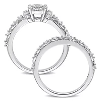 Diamond Bridal Ring Set Sterling Silver