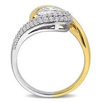 Lab Created White Moissanite Ring Two-Tone Silver