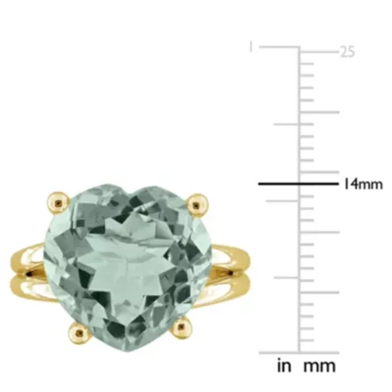 Green Quartz Ring Yellow Plated Sterling Silver