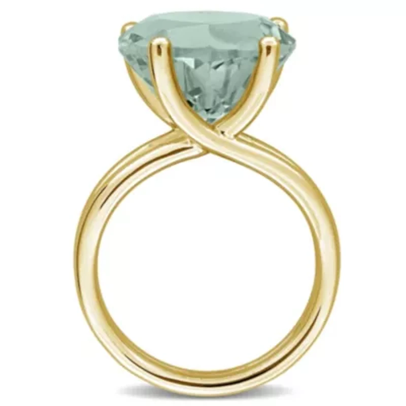 Green Quartz Ring Yellow Plated Sterling Silver