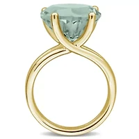 Green Quartz Ring Yellow Plated Sterling Silver