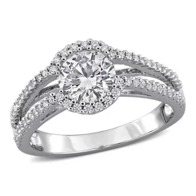 Lab Created White Moissanite Ring Sterling Silver