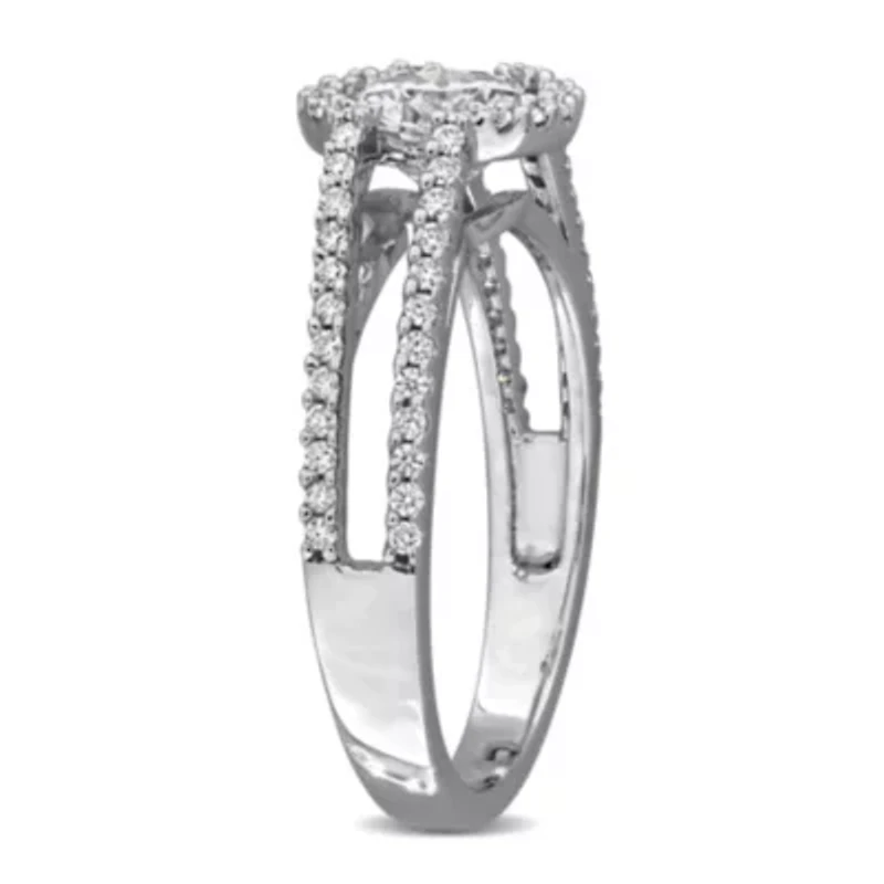 Lab Created White Moissanite Ring Sterling Silver