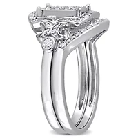 Diamond Bridal Ring Set Sterling Silver