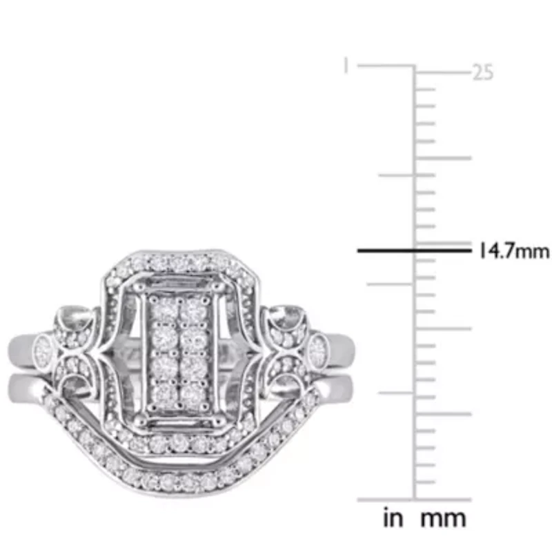Diamond Bridal Ring Set Sterling Silver