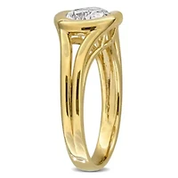 Lab Created White Moissanite Ring Yellow Plated Sterling Silver