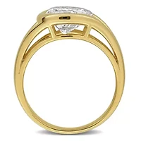 Lab Created White Moissanite Ring Yellow Plated Sterling Silver