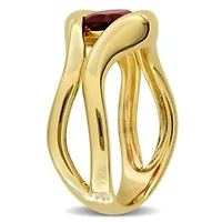 Garnet Ring Yellow Plated Sterling Silver