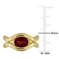 Garnet Ring Yellow Plated Sterling Silver