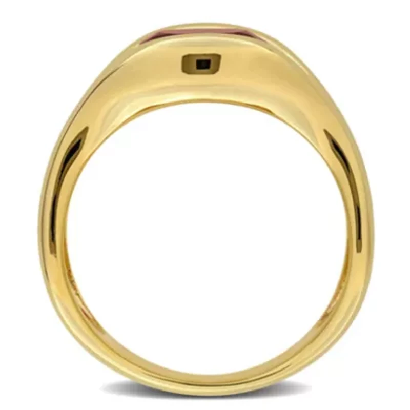 Garnet Ring Yellow Plated Sterling Silver