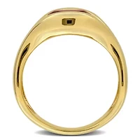 Garnet Ring Yellow Plated Sterling Silver