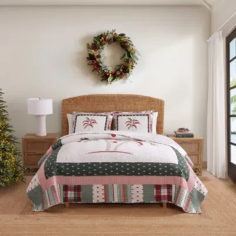 Palm Tree Patchwork Cotton Quilt Set