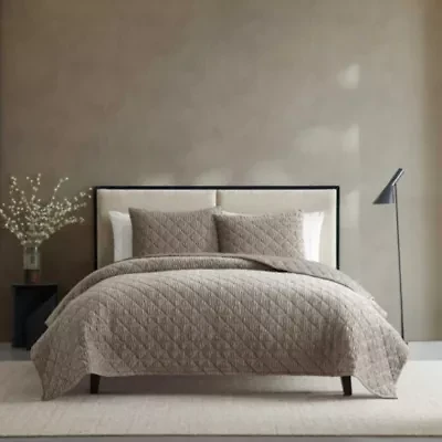 Crushed Velvet Microfiber Quilt Set