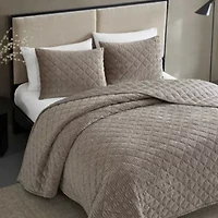 Crushed Velvet Microfiber Quilt Set